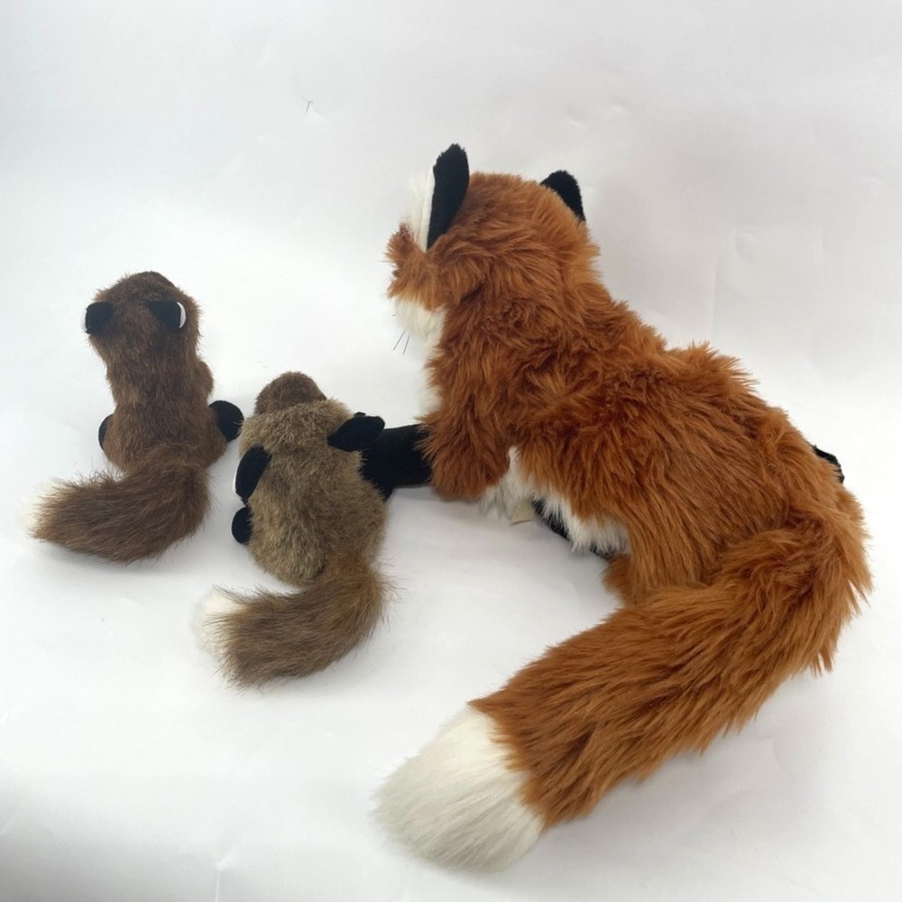 Folkmanis Red Fox Plush Full Hand Puppet & 2 Mini Fox Finger Puppets Family Lot - Picture 2 of 7